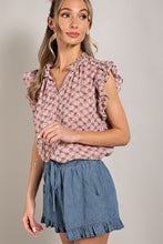 Load image into Gallery viewer, Leighann Drawstring Ruffle Short Sleeve Top
