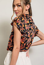 Load image into Gallery viewer, Allie Satin Printed Ruffle Sleeve Top

