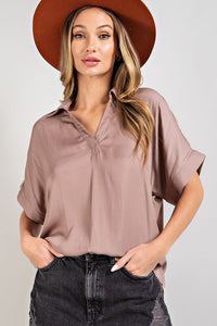 Coco Collared V-Neck Short Sleeve Top
